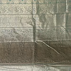Teal Paisley Banarasi Silk Saree