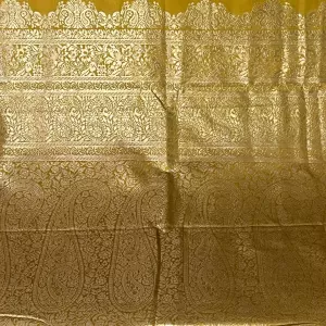Mustard Gold Paisley Banarasi Silk Saree