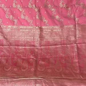 Rose Pink Kalka Jaal Banarasi Silk Saree