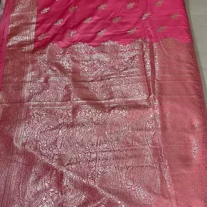 Hot Pink Paisley Banarasi Silk Saree